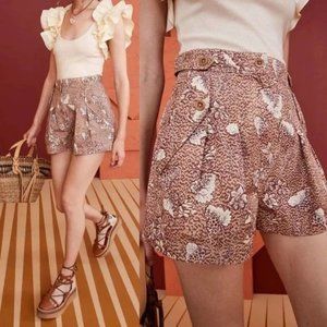 Ulla Johnson Riley Sandalwood Shorts Pleated Floral Women's 8 MSRP $288